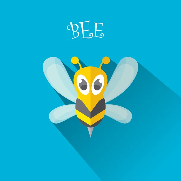 Vetor de abelha plana ícone com sombra longa — Vetor de Stock