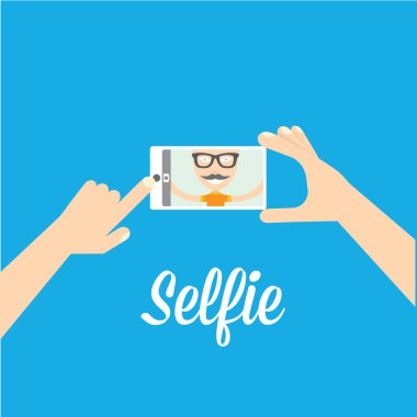 selfie, telefonda fotoğrafta. vektör çizim