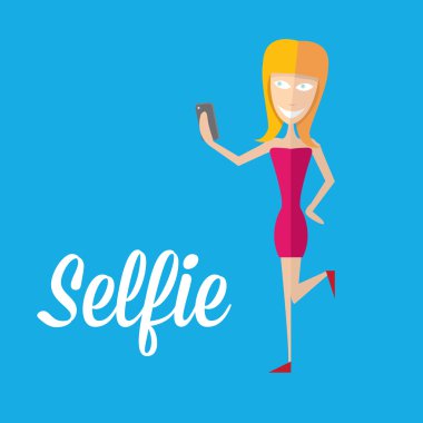 selfie, telefonda fotoğrafta. vektör çizim
