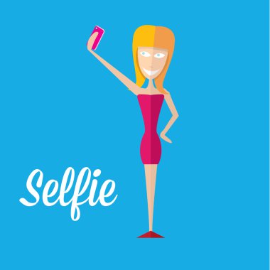 selfie, telefonda fotoğrafta. vektör çizim