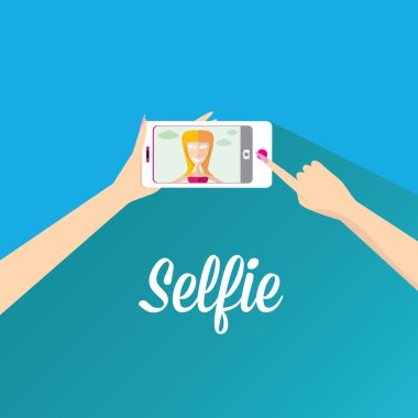 selfie, telefonda fotoğrafta. vektör çizim