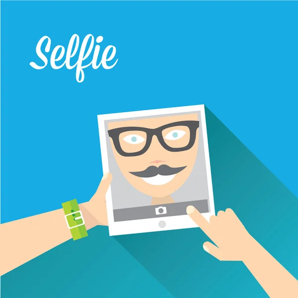 Taking Selfie Photo on Phone . vector illustration — Stock Vector
