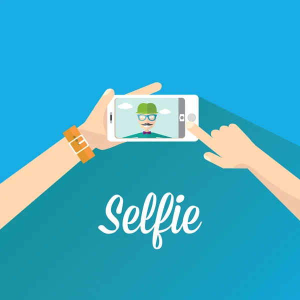Selfie-Foto mit dem Handy. Vektorillustration — Stockvektor