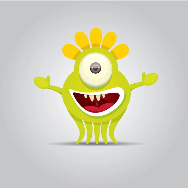 Vector Cartoon monstre sourire mignon — Image vectorielle