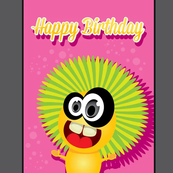 Monstruo partido feliz cumpleaños tarjeta diseño plantilla — Vector de stock