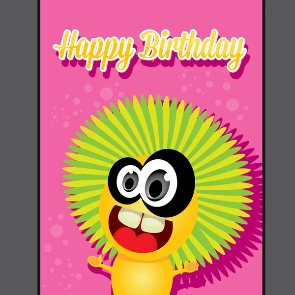 Mostro partito felice compleanno carta modello di design — Vettoriale Stock