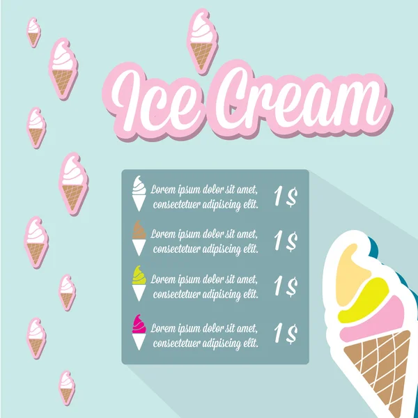 Vector ilustración de helados menú cafetería — Vector de stock