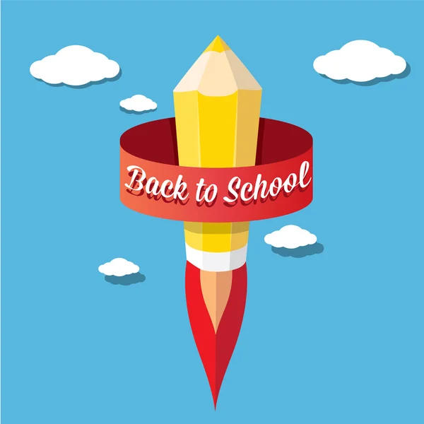 Back to school illustration with rocket pencil — Stock Vector