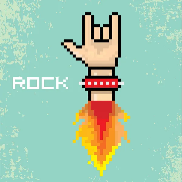ateş ile vektör düz piksel rock n roll simgesi