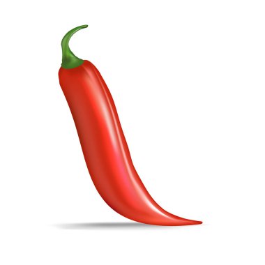 Kırmızı kırmızı kırmızı kırmızı biber gerçekçi vektör çizimi. kırmızı kırmızı kırmızı kırmızı biber etiketler ve logo tasarımı için gölgeli beyaz arkaplanda yatıyordu