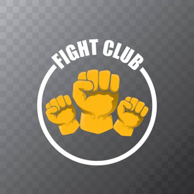 Turuncu yumruklu dövüş kulübü logosu şeffaf arka planda. MMA Karışık dövüş sanatları tasarım şablonu