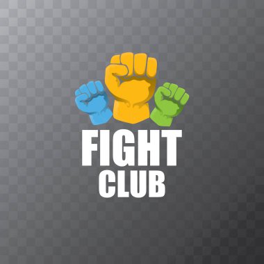 Turuncu yumruklu dövüş kulübü logosu şeffaf arka planda. MMA Karışık dövüş sanatları tasarım şablonu