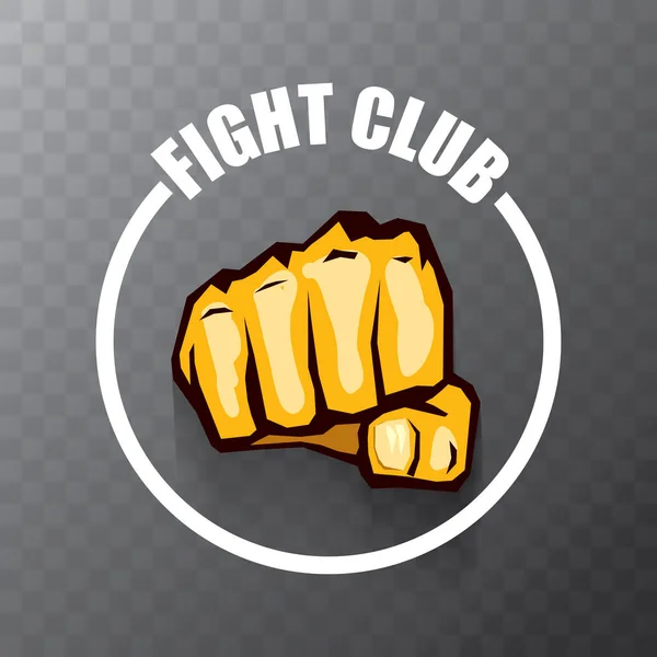Lucha club vector logo con puño naranja hombre aislado sobre fondo transparente. Plantilla de diseño de concepto de artes marciales mixtas MMA — Vector de stock