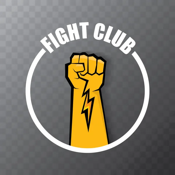 Logo vectoriel club de combat avec poing homme orange isolé sur fond transparent. MMA Modèle de conception de concept d'arts martiaux mixtes — Image vectorielle