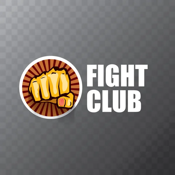 Logo vectoriel club de combat avec poing homme orange isolé sur fond transparent. MMA Modèle de conception de concept d'arts martiaux mixtes — Image vectorielle