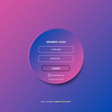 Giriş formu web sayfası tasarım şablonu veya maketi. Mobil web sitesi ui vektör ögeleri ayarlandı.