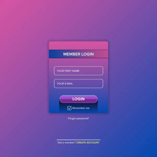 Login form web page design template or mock up. Mobile website ui vector elements set. — Stock Vector