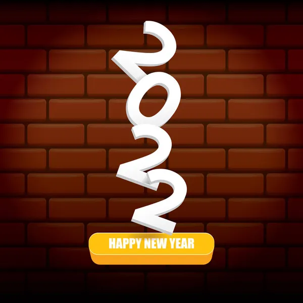2022 Bonne année fond de design créatif ou carte de vœux avec texte. vectorr 2022 nouveaux numéros d'année isolés sur fond de mur de briques — Image vectorielle