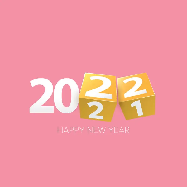 2022 Boldog új évet kreatív tervezési háttér vagy üdvözlőkártya szöveggel. vectorr 2022 újévi számok elszigetelt rózsaszín háttér — Stock Vector