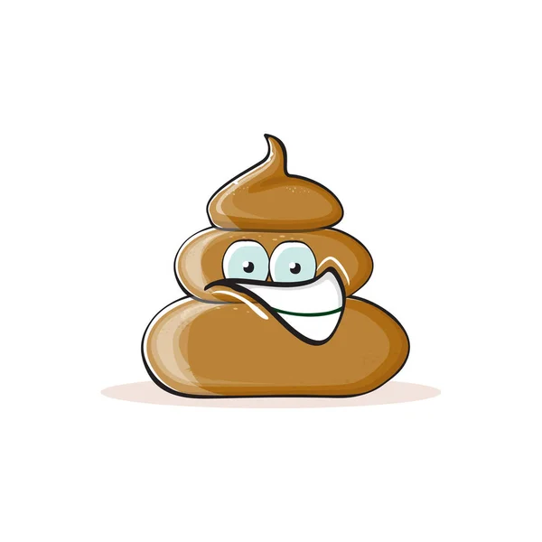 Vektor lustige Karikatur cool lächelnd poo Symbol isoliert auf weißem Hintergrund. Emoji funky poo Charakter. Ein Haufen Poo Aufkleber oder Etikett — Stockvektor