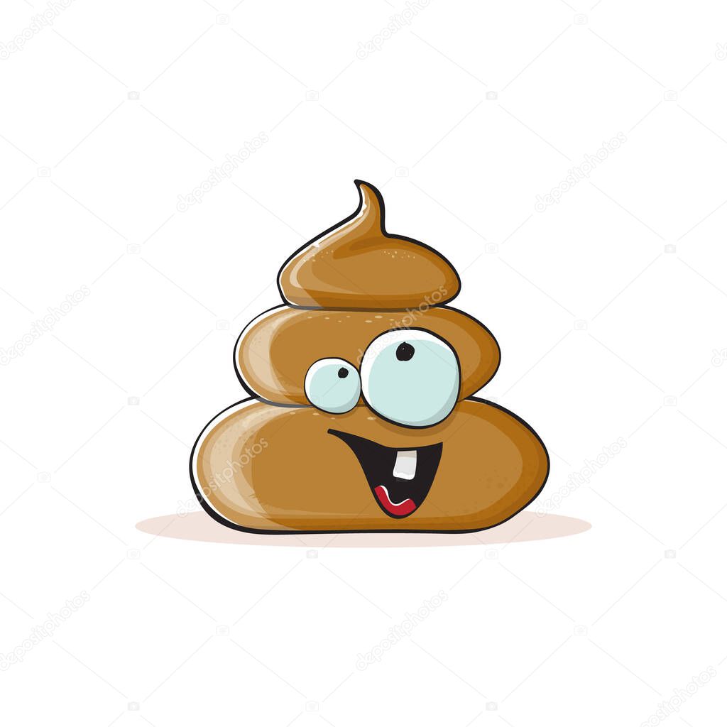 vector funny cartoon cool smiling poo icon isolated on white background. emoji funky poo character. A pile of poo sticker or label