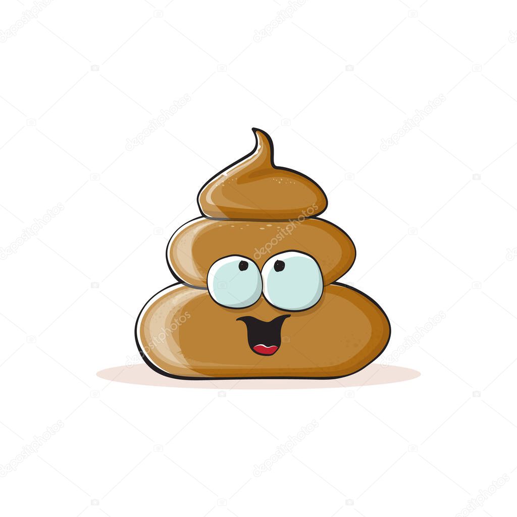 vector funny cartoon cool smiling poo icon isolated on white background. emoji funky poo character. A pile of poo sticker or label