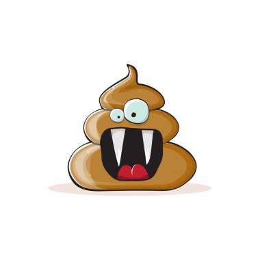 Beyaz arka planda izole edilmiş vektör komik çizgi film havalı gülümseyen bok ikonu. Emoji funky kaka karakteri. Kaka ya da etiket yığını