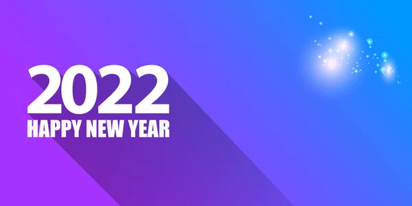 2022 Щасливий новорічний творчий дизайн горизонтального банерного фону та вітальна листівка з текстом. вектор 2022 новорічні номери ізольовані на сучасному ультрафіолетовому фоні з блискітками та вогнями — стоковий вектор