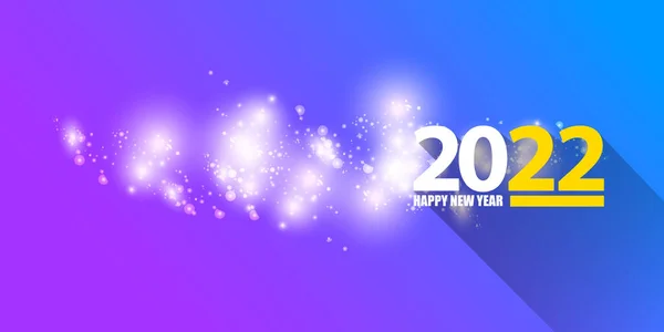 2022 Щасливий новорічний творчий дизайн горизонтального банерного фону та вітальна листівка з текстом. вектор 2022 новорічні номери ізольовані на сучасному ультрафіолетовому фоні з блискітками та вогнями — стоковий вектор