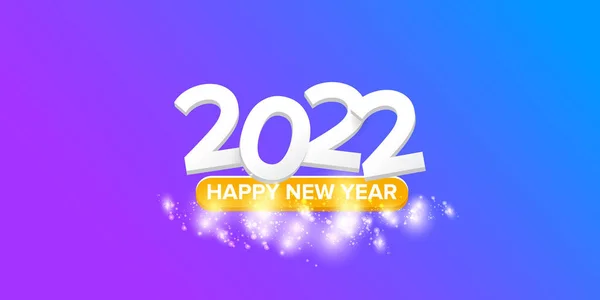 2022 Feliz año nuevo diseño creativo horizontal banner fondo y tarjeta de felicitación con texto. vector 2022 nuevos números de año aislados en el fondo ultravioleta moderno con destellos y luces — Vector de stock