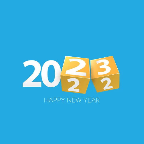 2023 Boldog új évet kreatív tervezési háttér vagy üdvözlőkártya szöveggel. Vector 2023 újévi számok elszigetelt kék háttér — Stock Vector