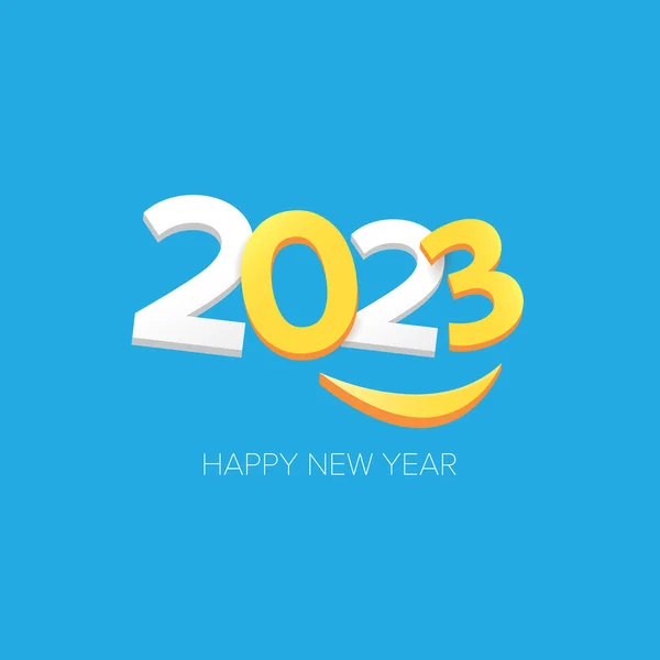 2023 Feliz año nuevo fondo de diseño creativo o tarjeta de felicitación con texto. Vector 2023 números de año nuevo aislados sobre fondo azul — Archivo Imágenes Vectoriales