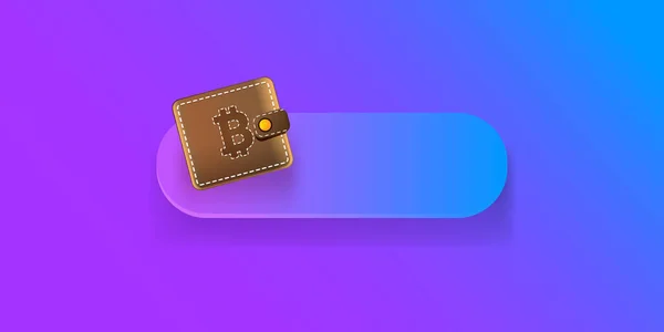 Cryptocurrency pénztárca koncepció illusztráció pénztárca és crypto érmék elszigetelt lila háttér. Crypto pénztárca kezdőlap és poszter design sablon. Kripto pénztárca bitcon, solana, Ethereum számára — Stock Vector