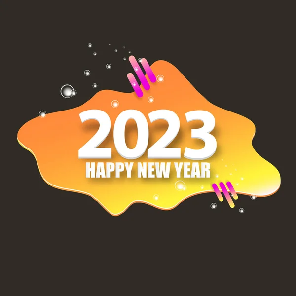 2023 Gelukkige nieuwjaar creatieve design achtergrond, wenskaart en banner met tekst. Vector 2023 nieuwjaarsnummers geïsoleerd op zwarte achtergrond. — Stockvector
