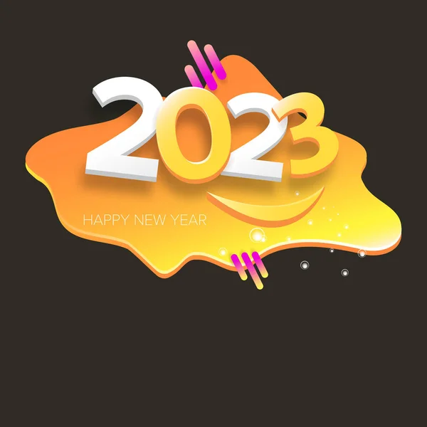 2023 Feliz año nuevo fondo de diseño creativo, tarjeta de felicitación y pancarta con texto. Vector 2023 números de año nuevo aislados sobre fondo negro. — Vector de stock