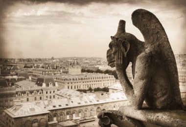 Gargoyle (Yanartaş) Notre Dame de Paris üzerinde