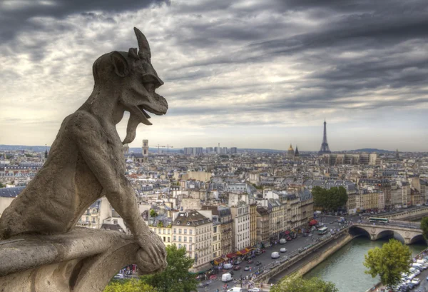 (Kiméra) vízköpő a Notre Dame de Paris Stock Kép