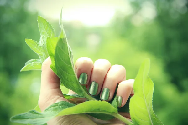 Manicure verde — Fotografia de Stock