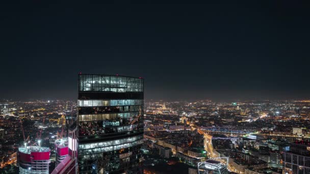Skyskrapor business center Moskva City, natt timelapse — Stockvideo