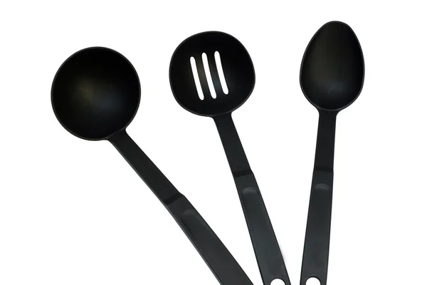 3 black ladles — Stock Photo, Image