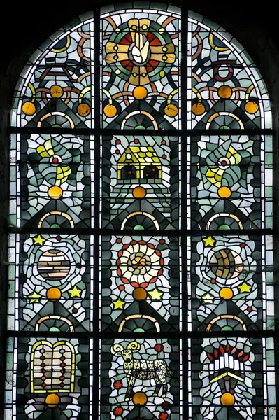 Thiron-Gardais, stained glass — Stock Photo, Image
