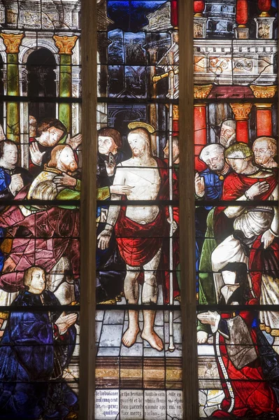 La Ferte-Bernard, stained glass — Stock Photo, Image