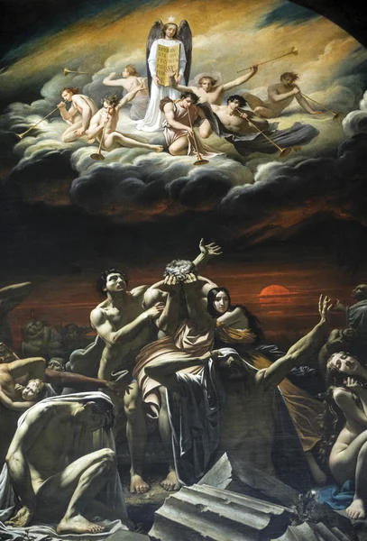 Alencon, maalaus Notre-Damessa — kuvapankkivalokuva