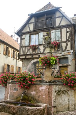 Heiligenstein (Alsace) - çiçekli çeşme