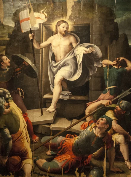 Resurrection, painting in the Sansepolcro Cathedral — Stock Photo, Image