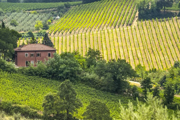 Fazenda perto de San Gimignano (Toscana ) — Fotografia de Stock