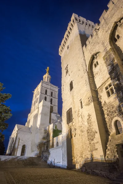 Avignon, Pałac Papieski w nocy — Zdjęcie stockowe