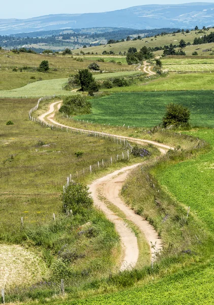 Země cesta v horách lozere — Stock fotografie