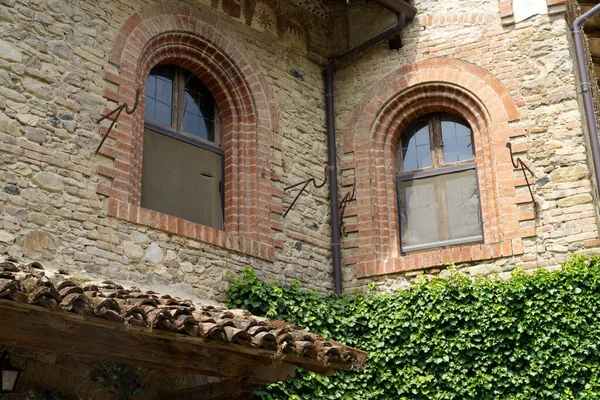 Grazzano Visconti Piacenza Tartomány Emilia Romagna Olaszország Középkori Stílusú Történelmi — Stock Fotó
