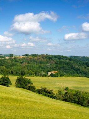 İlkbaharda Salsomaggiore, Parma, Emilia-Romagna, İtalya yakınlarındaki kır manzarası